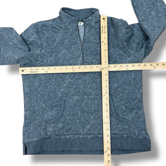 Orvis Floral Embroidery Quilted Quarter Zip Pullover Sweatshirt Blue Medium - Picture 11 of 12